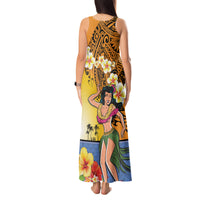 Happy Lei Day Tank Maxi Dress Hula Girl Polynesian Flower Kakau Pattern LT03 - Polynesian Pride