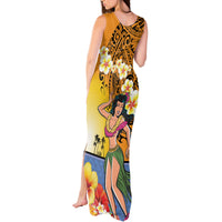Happy Lei Day Tank Maxi Dress Hula Girl Polynesian Flower Kakau Pattern LT03 - Polynesian Pride