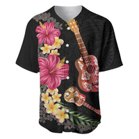 Ukulele mix Polynesian Flower Baseball Jersey Hawaiian Tribal Pattern