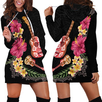 Ukulele mix Polynesian Flower Hoodie Dress Hawaiian Tribal Pattern