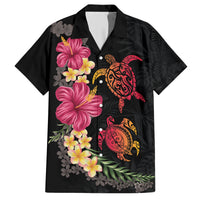 Hawaiian Flower and Tribal Turtle Hawaiian Shirt Colorful Style LT03 Black - Polynesian Pride