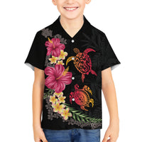 Hawaiian Flower and Tribal Turtle Kid Hawaiian Shirt Colorful Style