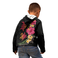 Hawaiian Flower and Tribal Turtle Kid Hoodie Colorful Style