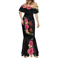 Hawaiian Flower and Tribal Turtle Mermaid Dress Colorful Style LT03 - Polynesian Pride