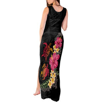 Hawaiian Flower and Tribal Turtle Tank Maxi Dress Colorful Style