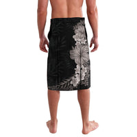 Hawaiian Flower and Tribal Turtle Lavalava Grayscale Mode