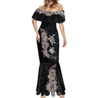 Hawaiian Flower and Tribal Turtle Mermaid Dress Grayscale Mode LT03 - Polynesian Pride