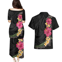 Hawaiian Plumeria and Hibiscus Couples Matching Puletasi and Hawaiian Shirt Colorful Style LT03 - Polynesian Pride