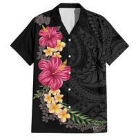 Hawaiian Plumeria and Hibiscus Hawaiian Shirt Colorful Style LT03 Black - Polynesian Pride
