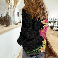 Hawaiian Plumeria and Hibiscus Women Casual Shirt - Colorful Style LT03 - Polynesian Pride