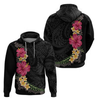 Hawaiian Plumeria and Hibiscus Zip Hoodie Colorful Style