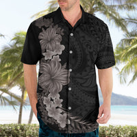 Hawaiian Plumeria and Hibiscus Hawaiian Shirt Grayscale Mode LT03 - Polynesian Pride