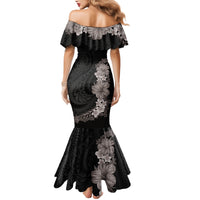 Hawaiian Plumeria and Hibiscus Mermaid Dress Grayscale Mode LT03 - Polynesian Pride