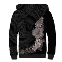 Hawaiian Plumeria and Hibiscus Sherpa Hoodie Grayscale Mode LT03 - Polynesian Pride