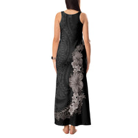 Hawaiian Plumeria and Hibiscus Tank Maxi Dress Grayscale Mode LT03 - Polynesian Pride