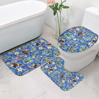 Hawaiian Island Shapes-Iconic Landscape Bathroom Set with Plumeria and Palaka Blue Color LT03 - Polynesian Pride