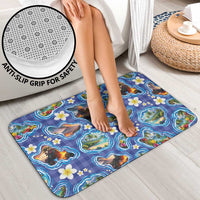 Hawaiian Island Shapes-Iconic Landscape Bathroom Set with Plumeria and Palaka Blue Color LT03 - Polynesian Pride