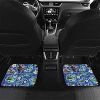 Hawaiian Island Shapes-Iconic Landscape Car Mats with Plumeria and Palaka Blue Color
