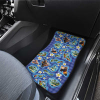 Hawaiian Island Shapes-Iconic Landscape Car Mats with Plumeria and Palaka Blue Color