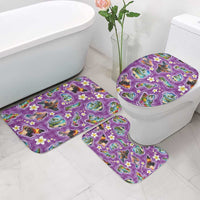 Hawaiian Island Shapes-Iconic Landscape Bathroom Set with Plumeria and Palaka Purple Color