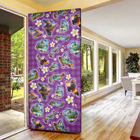 Hawaiian Island Shapes-Iconic Landscape Door Cover with Plumeria and Palaka Purple Color
