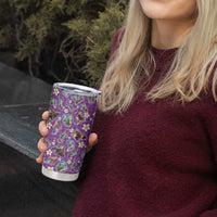 Hawaiian Island Shapes-Iconic Landscape Tumbler Cup with Plumeria and Palaka Purple Color