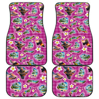 Hawaiian Island Shapes-Iconic Landscape Car Mats with Plumeria and Palaka Pink Color LT03 - Polynesian Pride