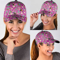 Hawaiian Island Shapes-Iconic Landscape Classic Cap with Plumeria and Palaka Pink Color LT03 - Polynesian Pride