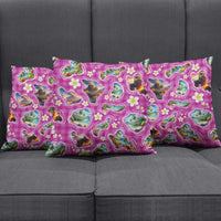 Hawaiian Island Shapes-Iconic Landscape Pillow Cover with Plumeria and Palaka Pink Color LT03 - Polynesian Pride