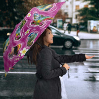 Hawaiian Island Shapes-Iconic Landscape Umbrella with Plumeria and Palaka Pink Color