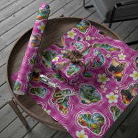 Hawaiian Island Shapes-Iconic Landscape Wrapping Paper with Plumeria and Palaka Pink Color