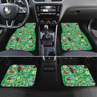 Hawaii Map with Plumeria Flower and Palaka Pattern Car Mats Tropical Island Green Design