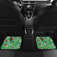 Hawaii Map with Plumeria Flower and Palaka Pattern Car Mats Tropical Island Green Design