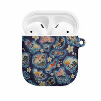 Hawaii Islands Map Design with Japanese Landscape AirPods Case Hawaiian Japan Fusion Art Navy Color LT03 Navy - Polynesian Pride