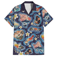 Hawaii Islands Map Design with Japanese Landscape Hawaiian Shirt Hawaiian Japan Fusion Art Navy Color LT03 Navy - Polynesian Pride