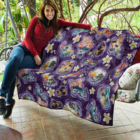 Hawaii Islands Map Design with Japanese Landscape Quilt Hawaiian Japan Fusion Art Purple Color LT03 - Polynesian Pride