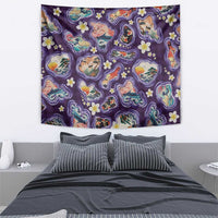 Hawaii Islands Map Design with Japanese Landscape Tapestry Hawaiian Japan Fusion Art Purple Color LT03 - Polynesian Pride