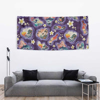 Hawaii Islands Map Design with Japanese Landscape Tapestry Hawaiian Japan Fusion Art Purple Color LT03 - Polynesian Pride