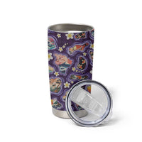 Hawaii Islands Map Design with Japanese Landscape Tumbler Cup Hawaiian Japan Fusion Art Purple Color