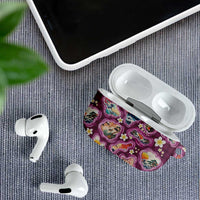 Hawaii Islands Map Design with Japanese Landscape AirPods Case Hawaiian Japan Fusion Art Pink Color
