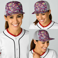 Hawaii Islands Map Design with Japanese Landscape Baseball Net Cap Hawaiian Japan Fusion Art Pink Color