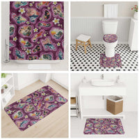 Hawaii Islands Map Design with Japanese Landscape Bathroom Set Hawaiian Japan Fusion Art Pink Color