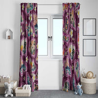 Hawaii Islands Map Design with Japanese Landscape Window Curtain Hawaiian Japan Fusion Art Pink Color
