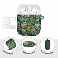 Hawaiian and Japanese Culture Together AirPods Case Hawaiian Island Shapes with Japanese Landscape Green Color