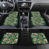 Hawaiian and Japanese Culture Together Car Mats Hawaiian Island Shapes with Japanese Landscape Green Color