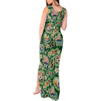 Hawaiian and Japanese Culture Together Tank Maxi Dress Hawaiian Island Shapes with Japanese Landscape Green Color LT03 - Polynesian Pride