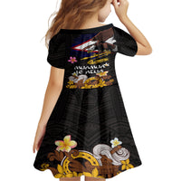 American Samoa Fue and Kava Bowl Family Matching Off The Shoulder Long Sleeve Dress and Hawaiian Shirt Plumeria and Polynesian Pattern