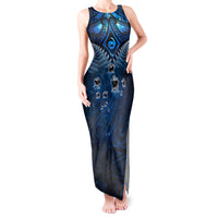 New Zealand Matariki Tank Maxi Dress Maori Pattern and Kiwi Bird Haka Dance Sky Night LT03 Women Blue - Polynesian Pride