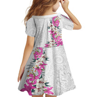 Hawaii Tropical Leaves and Flowers Family Matching Long Sleeve Bodycon Dress and Hawaiian Shirt Tribal Polynesian Pattern White Style