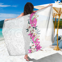 Hawaii Tropical Leaves and Flowers Sarong Tribal Polynesian Pattern White Style LT03 One Size 44 x 66 inches White - Polynesian Pride